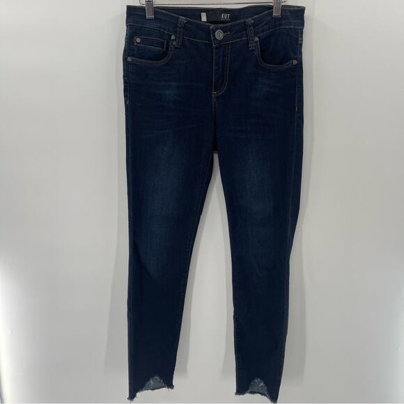 Kut From The Kloth Connie Ankle Skinny Jeans Raw Hem Size 4 Preppy Casual Boho - Picture 2 of 16